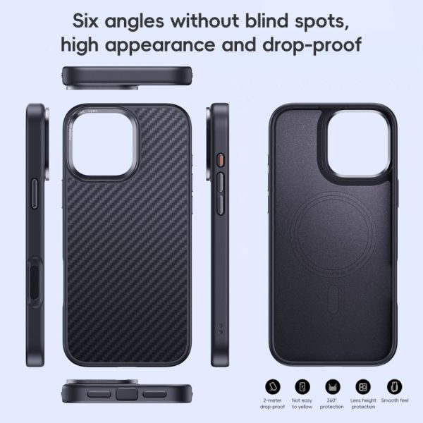 iPhone 16 Carbon Fiber Kevlar MagSafe Magnetic Phone Case (Black) - Image 2